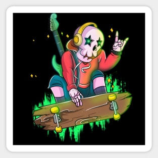 Punk Skeleton Skateboarding Sticker